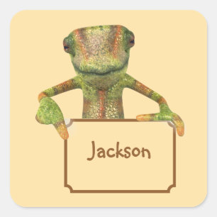 Butter Yellow with Multi-colored Patterned Lizard Square Sticker