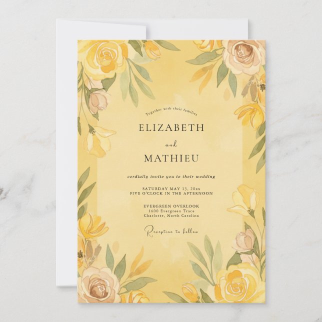 Butterantique Cream Peony Wedding Invitation (Front)