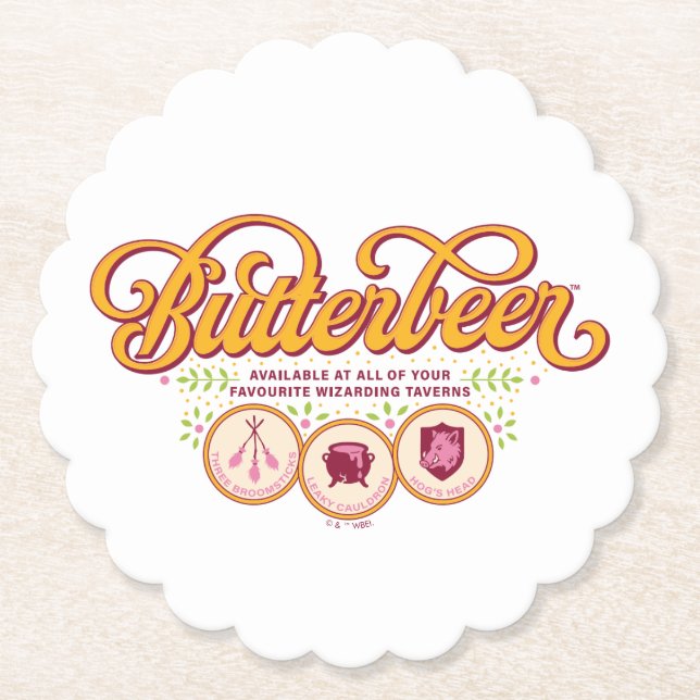 BUTTERBEER™ Available At Wizarding Taverns Paper Coaster (Front)