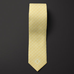 Buttercream and Gold Batik Monogram Tie