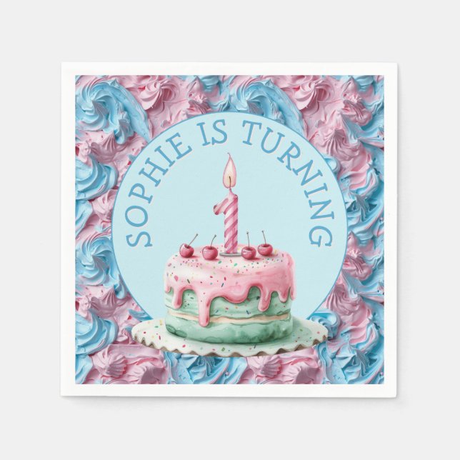 Buttercream Icing Party Birthday  Napkin (Front)