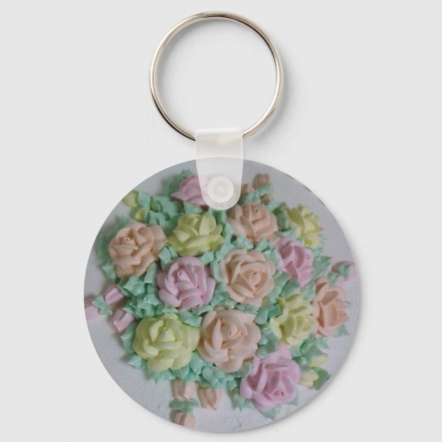 Buttercream icing roses key ring (Front)