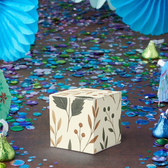  Buttercream Leaves Cube Favour Box (Party)
