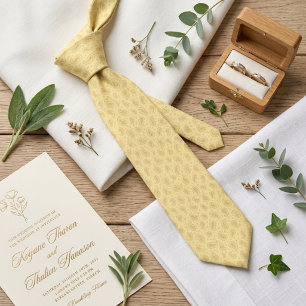 Buttercream Micro Paisley Wedding Champagne Tie