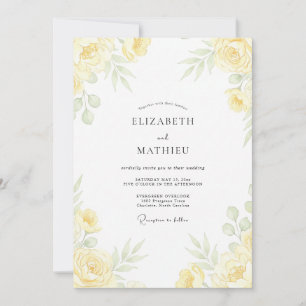 Buttercream Peony Foliage Wedding Invitation