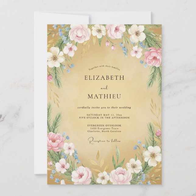 Buttercream Peony Wedding Invitation (Front)