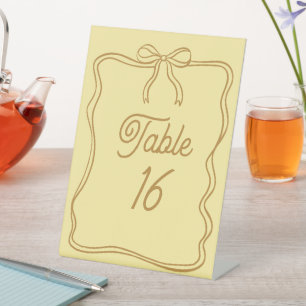 Buttercream Wedding Table Number Acrylic Pedestal Sign