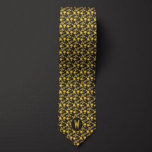 Buttercream Yellow Floral on Black Tie