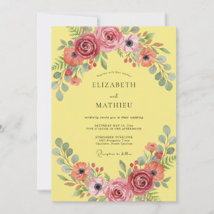 Buttercream Yellow Romantic Spring Wedding Invitation