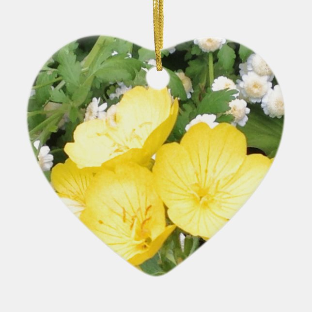 Buttercup and Babies Breath Ceramic Tree Decoration (Front)