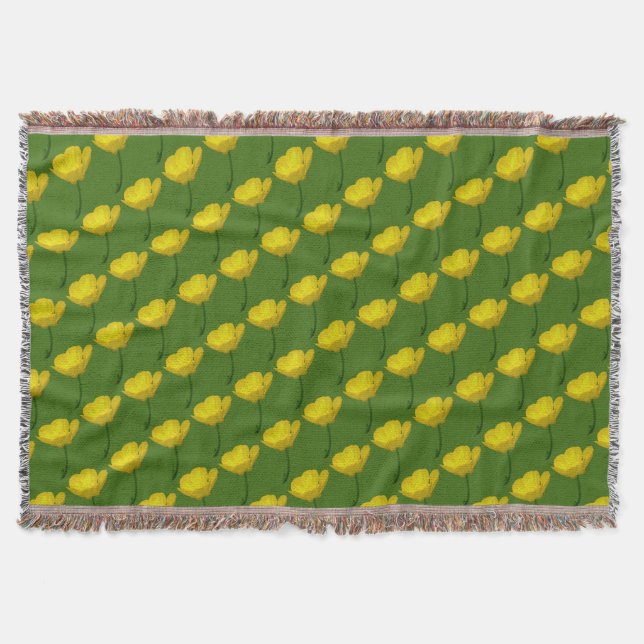 Buttercup Blanket Yellow Buttercup Throw Blanket (Front)