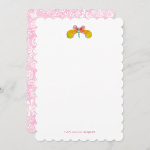 Buttercup butterfly scalloped stationery card