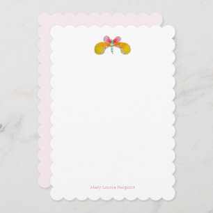 Buttercup butterfly scalloped stationery card