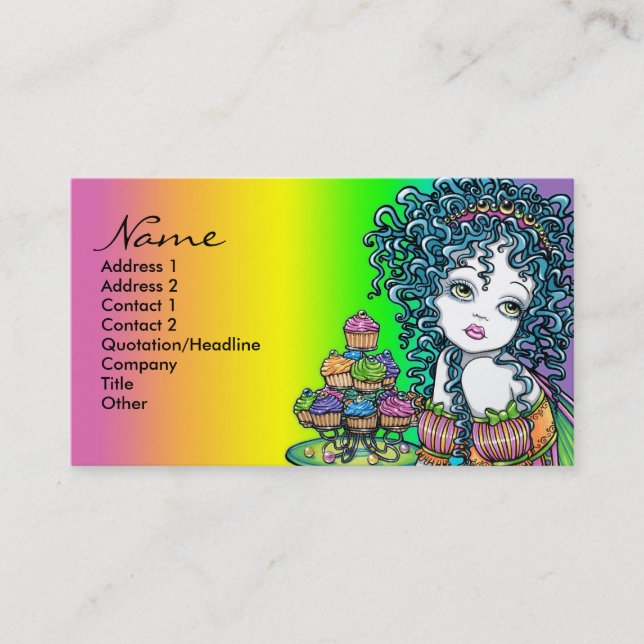 "Buttercup" Cup Cake Fairy Art Business Cards (Front)