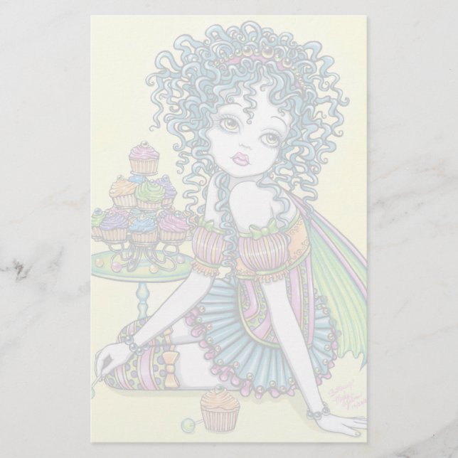 "Buttercup" Cup Cake Fairy Art Stationery (Front)
