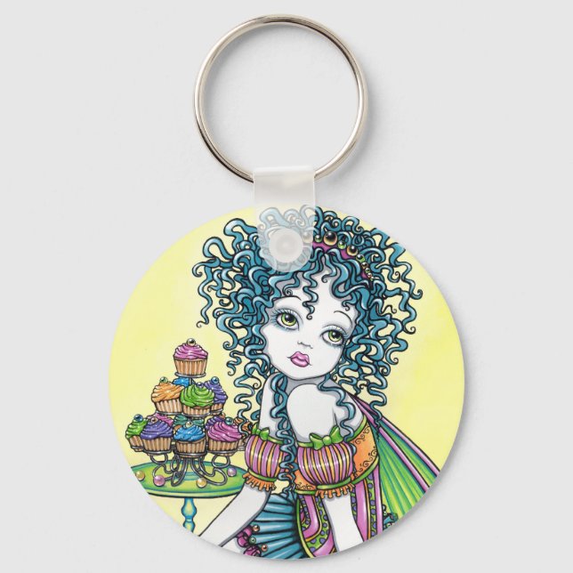 Buttercup Fairy Cup Cake Art Keychain (Front)