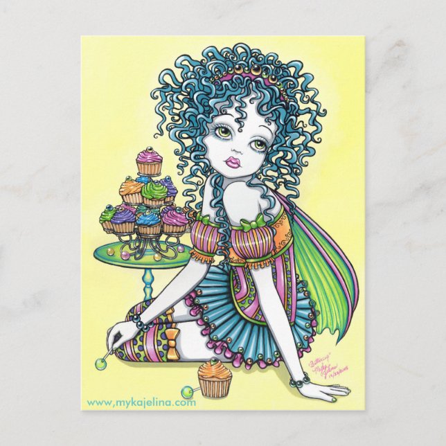 Buttercup Fairy Cup Cake Art Postcard (Front)