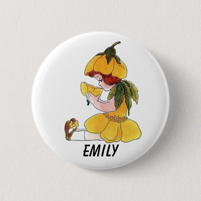 Buttercup Flower Child Funny Cute Little Girl 6 Cm Round Badge (Front)