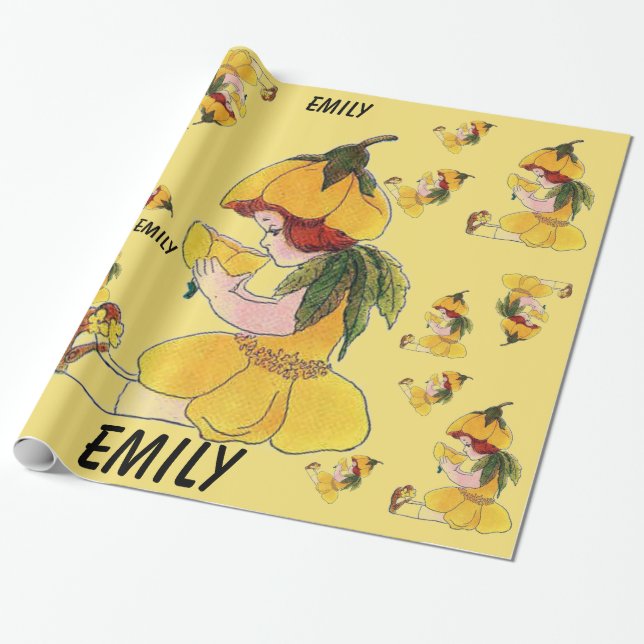 Buttercup Flower Child Funny Cute Little Girl Wrapping Paper (Unrolled)
