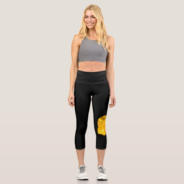 Buttercup Flower lecapcnm Capri Leggings (Front)