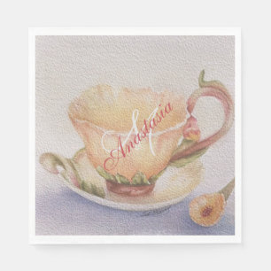 BUTTERCUP TEACUP MONOGRAM PARTY NAPKIN