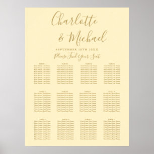 Buttercup Yellow And Gold Wedding Seating Chart
