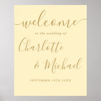 Buttercup Yellow And Gold Wedding Welcome Sign