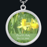 Buttercup Yellow Daffodils Flower Necklace<br><div class="desc">These are Buttercup Yellow Daffodils. Makes a great gift for a loved one. Names and Date can be changed to your own. Just enter them in the text boxes to the right.</div>