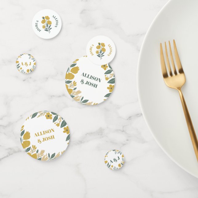 Buttercup Yellow Floral Modern Wedding Confetti (Group)