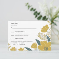 Buttercup Yellow Floral Modern Wedding Response,