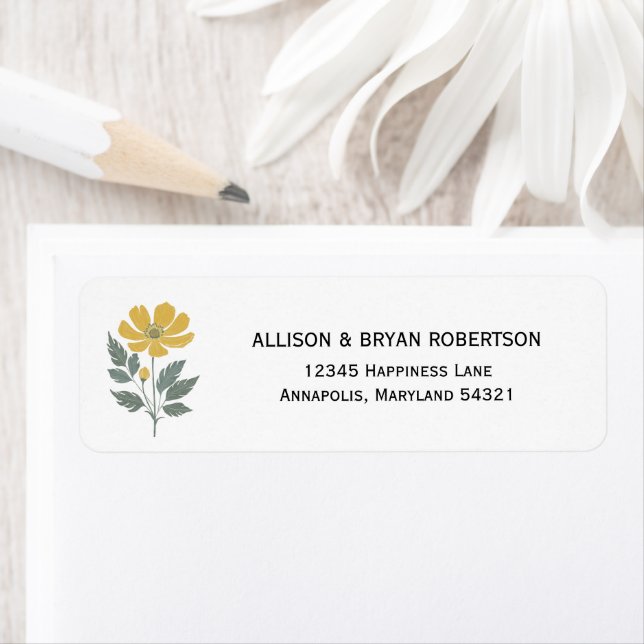 Buttercup Yellow Floral Wedding Invitation Address (Insitu)