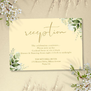 Buttercup Yellow Greenery Wedding Reception Enclosure Card