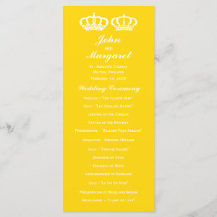 Buttercup Yellow Royal Couple Wedding Program Programme