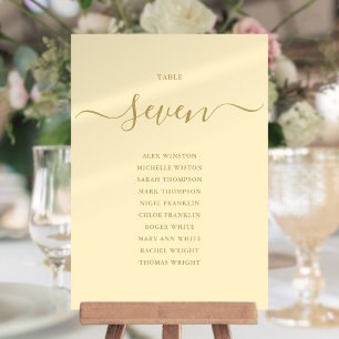 Buttercup Yellow Table Number Seating Chart