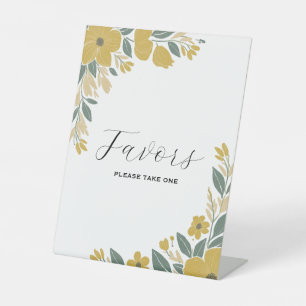 Buttercup Yellow Wedding Reception Favours Pedestal Sign