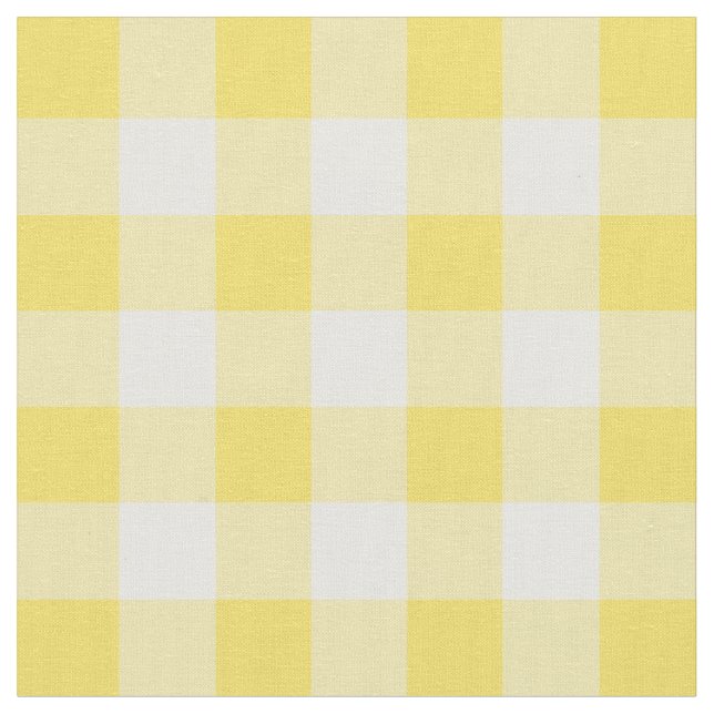 Buttercup Yellow & White Gingham Check Fabric (Close Up)