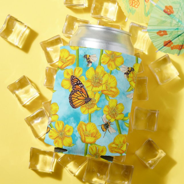 Buttercups, Bees and Butterflies on Clouds Can Cooler (In Situ Summer)