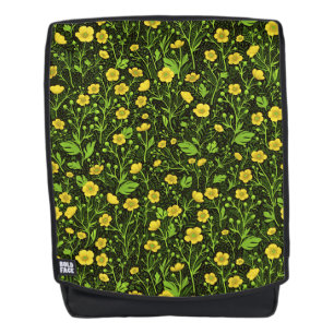 Buttercups on black backpack