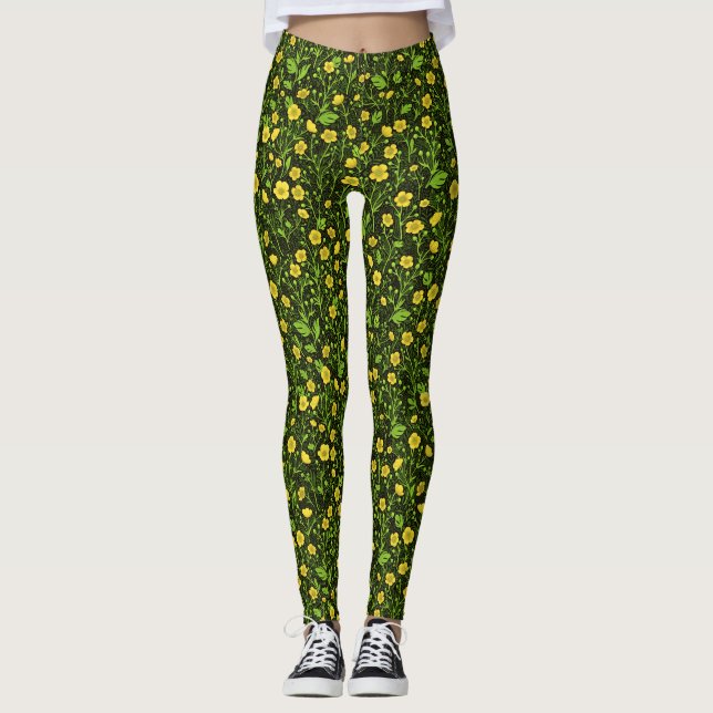 Buttercups on black leggings (Front)
