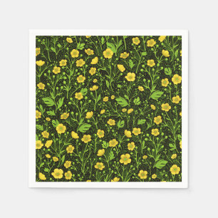 Buttercups on black napkin
