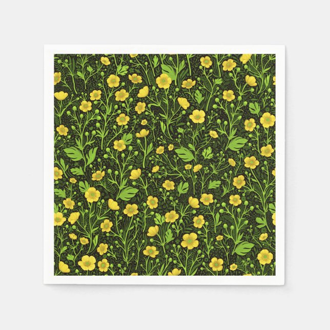 Buttercups on black napkin (Front)