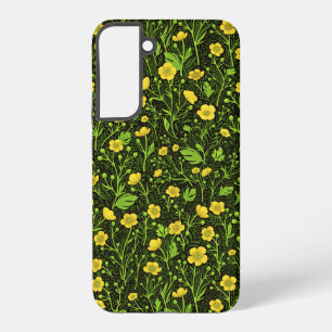 Buttercups on black samsung galaxy case