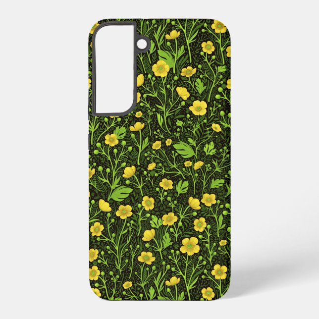 Buttercups on black samsung galaxy s22+ case (Back)