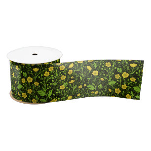 Buttercups on black satin ribbon