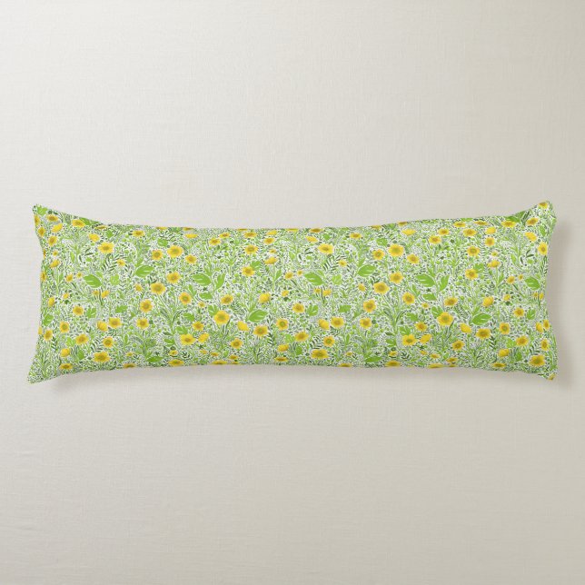 Buttercups on white body cushion (Front)