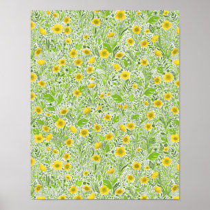 Buttercups on white poster