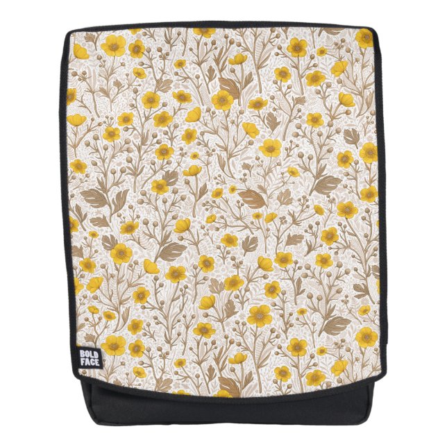 Buttercups, yellow and brown backpack (Front)