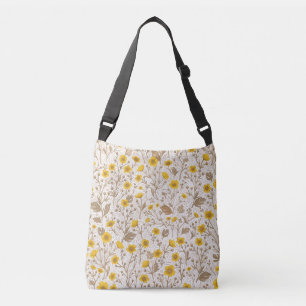 Buttercups, yellow and brown crossbody bag