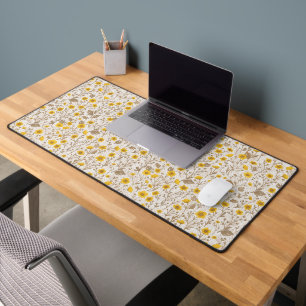 Buttercups, yellow and brown desk mat