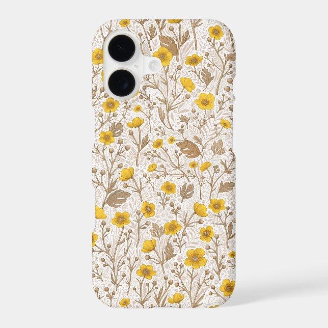 Buttercups, yellow and brown iPhone case (Back)